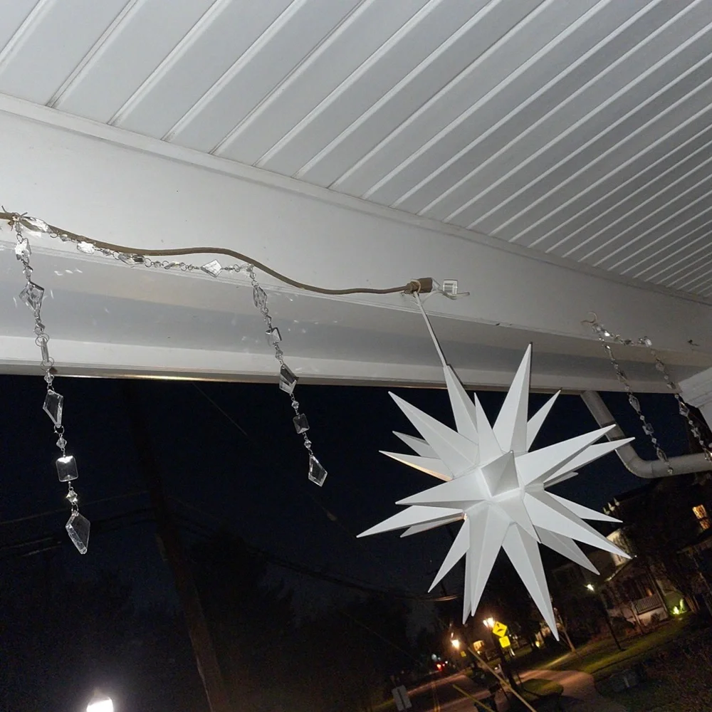 2 Sets Of Diamond Teardrop Strands Of Glacier Garland, Holiday Sparkle 75” Each